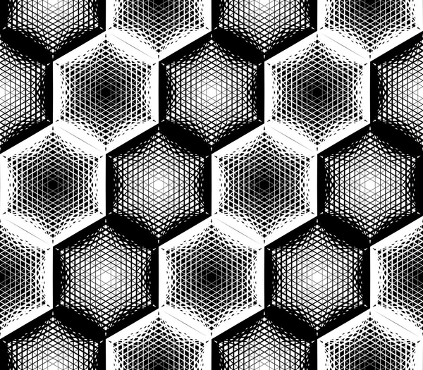 디자인 완벽 한 흑백 육각 기하학적 패턴 — 스톡 벡터