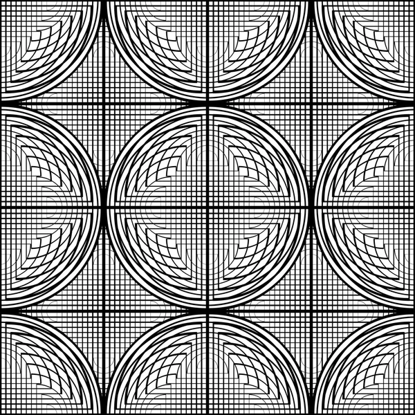 Sömlös monokrom cirkel linjer designmönster — Stock vektor