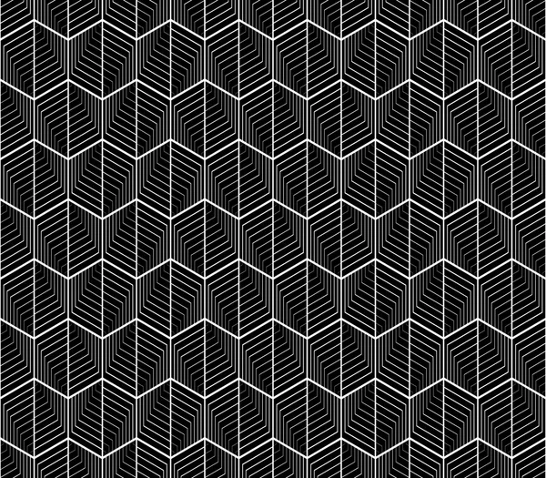 Diseño inconsútil patrón geométrico hexágono monocromo — Vector de stock