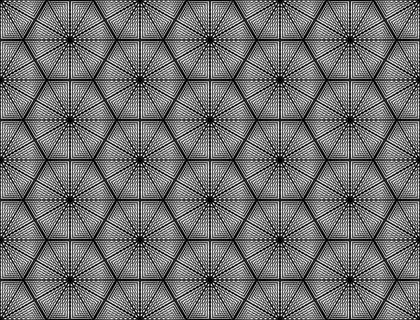 Naadloze monochroom zeshoek geometrische ontwerppatroon — Stockvector