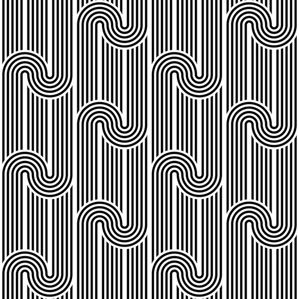 Design seamless monochrome waving geometric pattern — Stock Vector