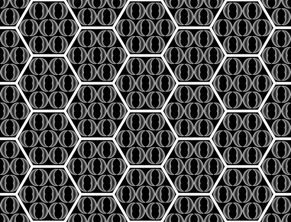 Diseño inconsútil patrón de hexágono monocromo — Archivo Imágenes Vectoriales