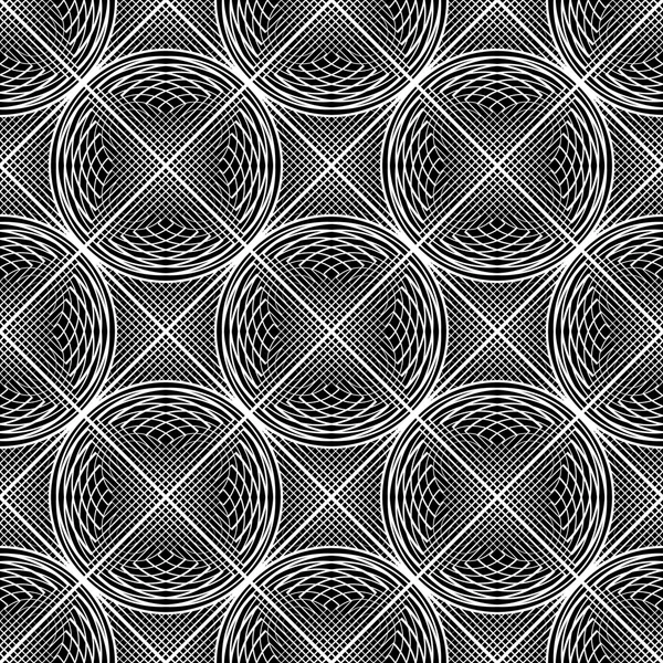 Conception sans couture motif de lignes de cercle monochrome — Image vectorielle