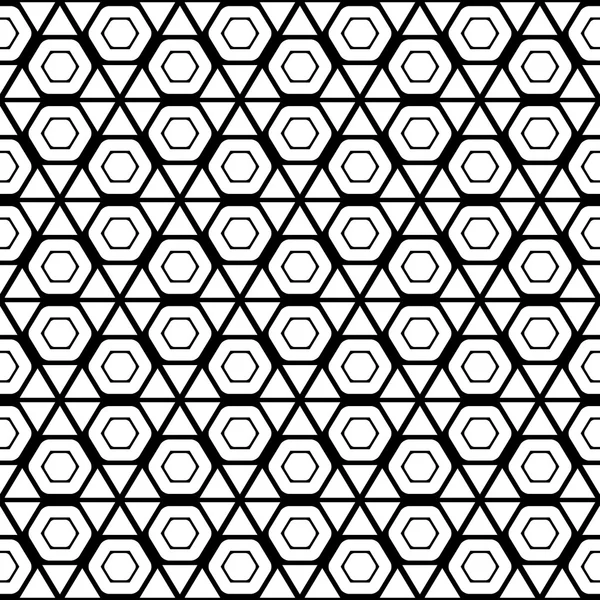 Design nahtloses monochromes sechseckiges geometrisches Muster — Stockvektor