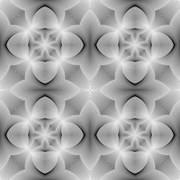 シームレスなモノクロ花のデザイン パターン — ストックベクタ