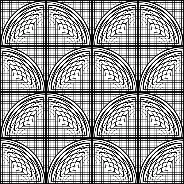 Naadloze monochroom cirkel lijnen ontwerppatroon — Stockvector