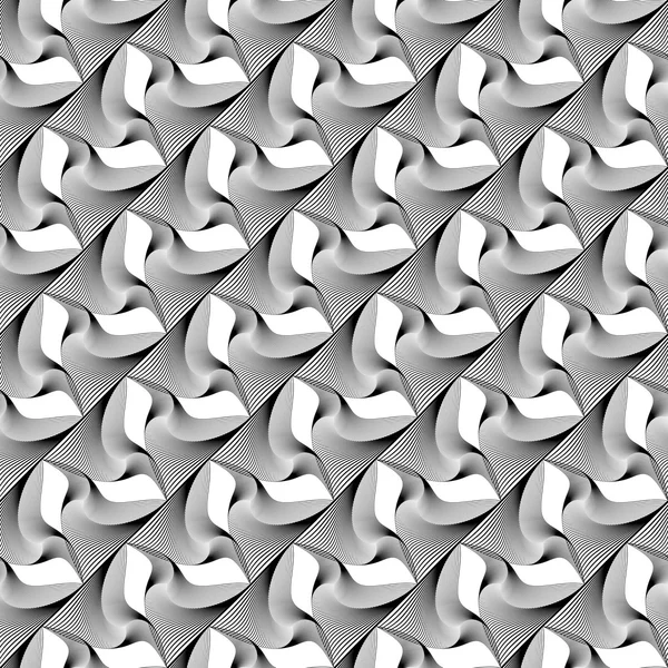 Design seamless monochrome warped wave pattern — Stock Vector