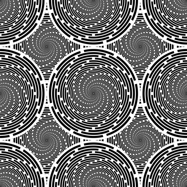 Diseño inconsútil monocromo giro movimiento fondo — Vector de stock