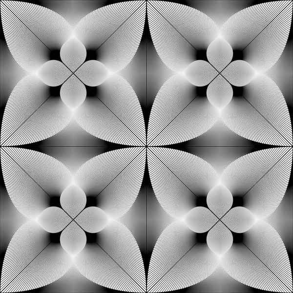 디자인 완벽 한 흑백 꽃 패턴 — 스톡 벡터