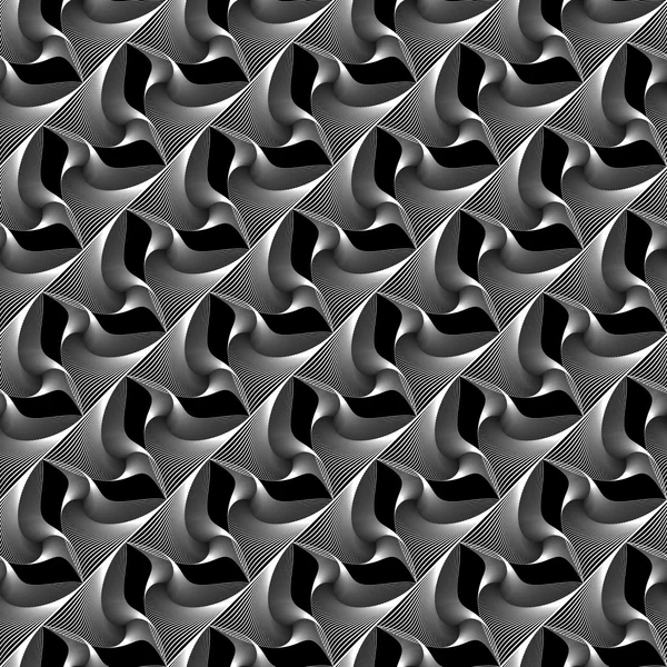 Design seamless monochrome warped wave pattern — Διανυσματικό Αρχείο
