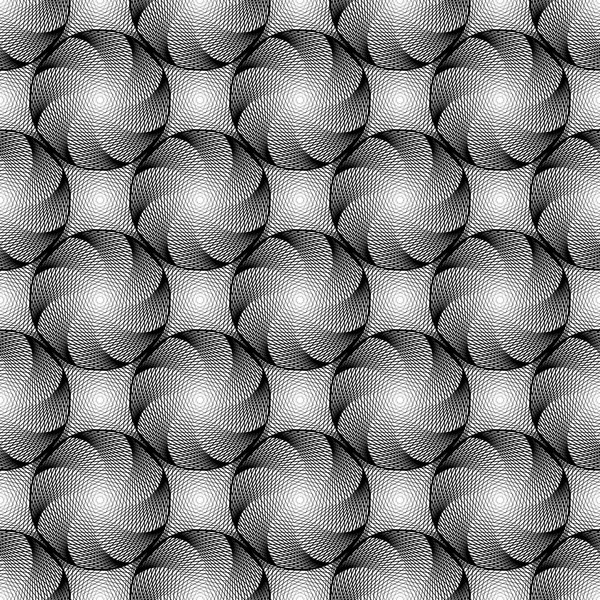 Naadloze monochroom circulaire geometrische patroon ontwerpen — Stockvector