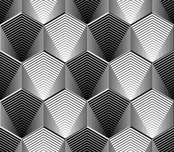 Design motif géométrique hexagone monochrome sans couture — Image vectorielle