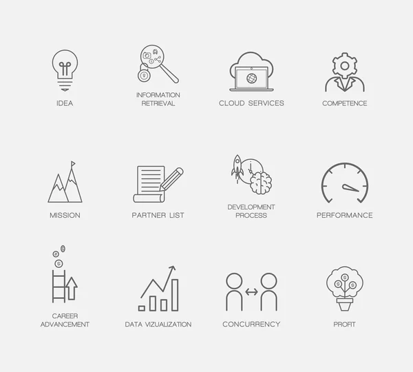 Gestión corporativa e iconos de negocio — Vector de stock