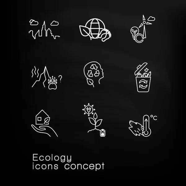 Icônes de ligne ensemble d'énergie renouvelable — Image vectorielle