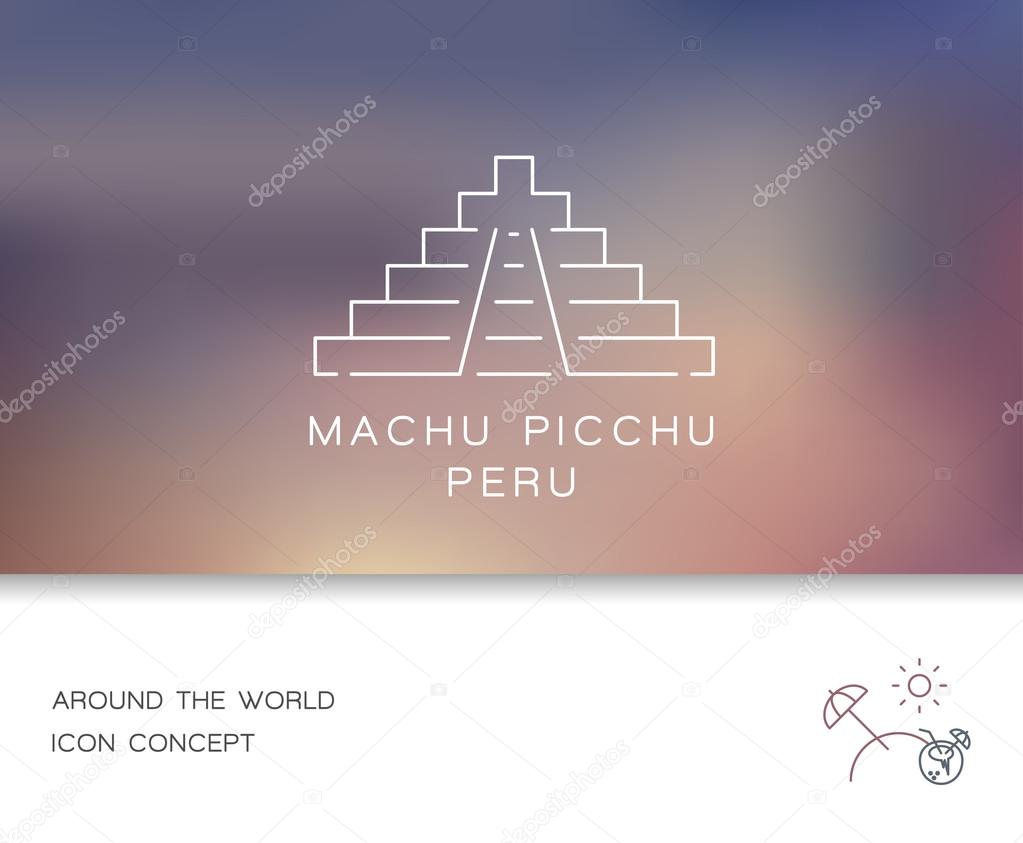 Vector gift voucher template with icons. Abstract travel and tourist business card template. Stroke vector logo concept, web graphics.