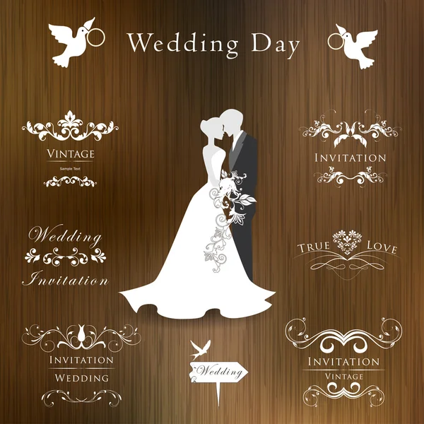結婚式の招待状のビンテージ コレクション — ストックベクタ