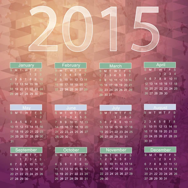 Kalendarz na rok 2015 — Wektor stockowy