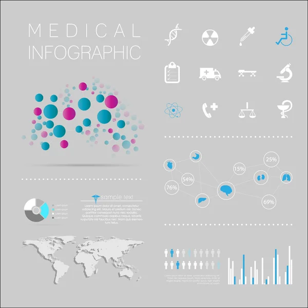 Medische, gezondheid en gezondheidszorg pictogrammen — Stockvector