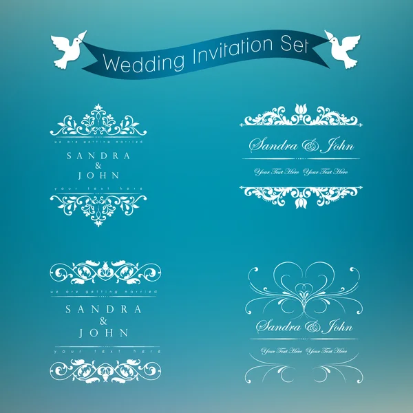 Convite de casamento Set — Vetor de Stock