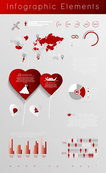 Şık düğün infographics — Stok Vektör