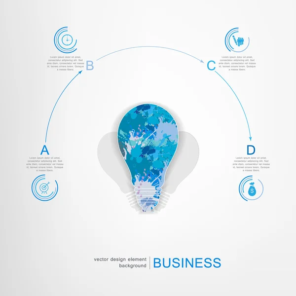 Лампочка с бизнес-инфографикой — стоковый вектор