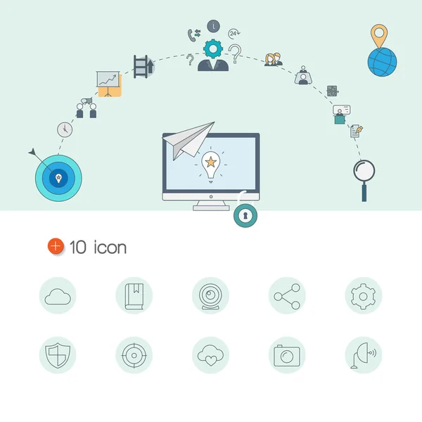 Ensemble d'icônes Marketing et paiements en ligne — Image vectorielle