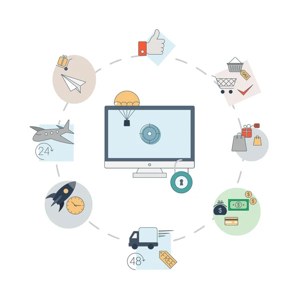 Infografías fondo Comercio electrónico — Archivo Imágenes Vectoriales