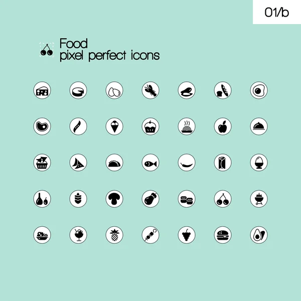 Food vector pixel perfect solid symbol icon set. — ストックベクタ
