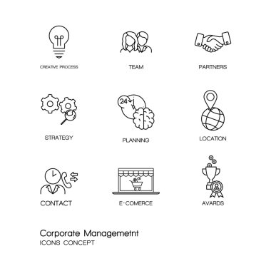 Modern thin line icons set of corporate management and business 