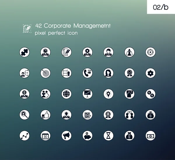 Conjunto de iconos perfectos de píxeles sólidos modernos de gestión corporativa y formación de líderes empresariales. Paquete de pictograma simple . — Vector de stock