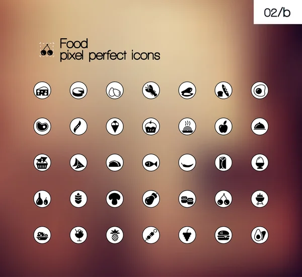 Food vector pixel perfect solid symbol icon set. — Wektor stockowy