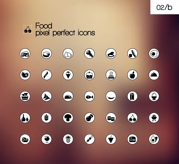 Food vector pixel perfect solid symbol icon set. — Stockový vektor