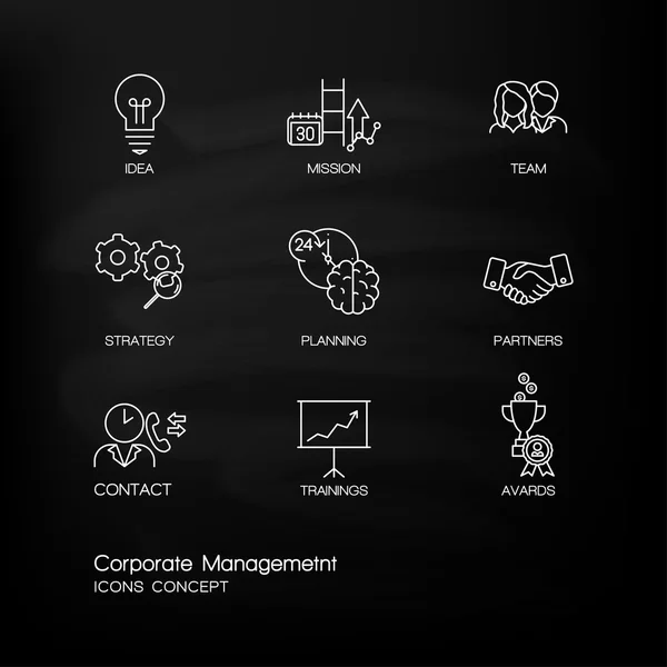 Modern thin line icons set of corporate management and business — Stockový vektor