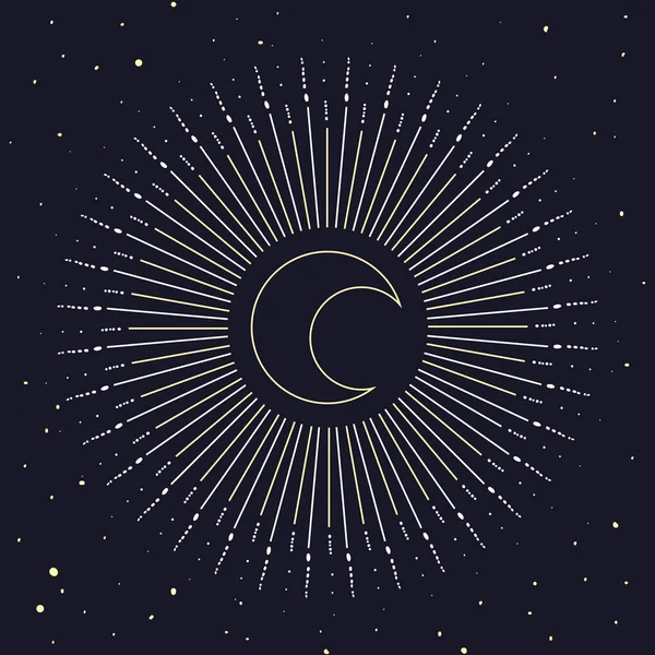 Esoterischer Vektor Sonne Mond Astrologie Und Geometrische Tarot Illustration — Stockvektor