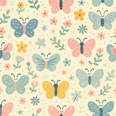 Güzel Kelebekler Kelebek Koleksiyonu Yaz Böceği Şirin Tozlaştırıcı Renkli Çiçek Vektör Yazdırma Tasarımı. Vektör illüstrasyonu