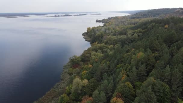 Veduta aerea del fiume Dnipro - il fiume principale dell'Ucraina — Video Stock