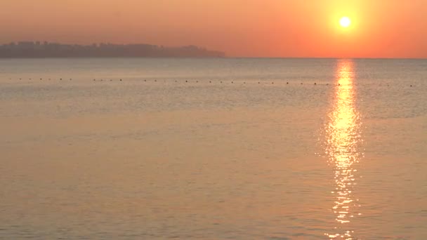 Hermoso paisaje marino: Sol sobre el mar cerca de la orilla — Vídeos de Stock