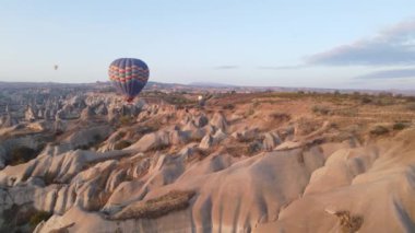 Cappadocia, Turkey : Balloons in the sky. Aerial view