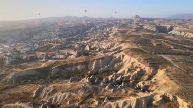 Cappadocia, Turkey : Balloons in the sky. Aerial view