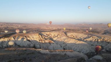 Cappadocia, Turkey : Balloons in the sky. Aerial view