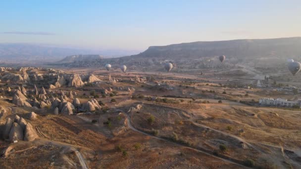 Cappadocia, Turchia: Palloncini in cielo. Vista aerea — Video Stock