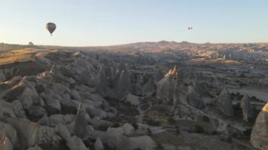 Cappadocia, Turkey : Balloons in the sky. Aerial view