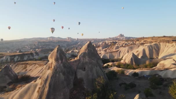 Cappadocia, Turchia: Palloncini in cielo. Vista aerea — Video Stock