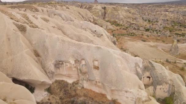 Kappadokia krajina letecký pohled. Krocan. Národní park Goreme — Stock video