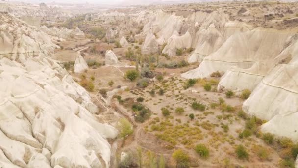 Capadócia vista aérea paisagem. A Turquia. Parque Nacional de Goreme — Vídeo de Stock