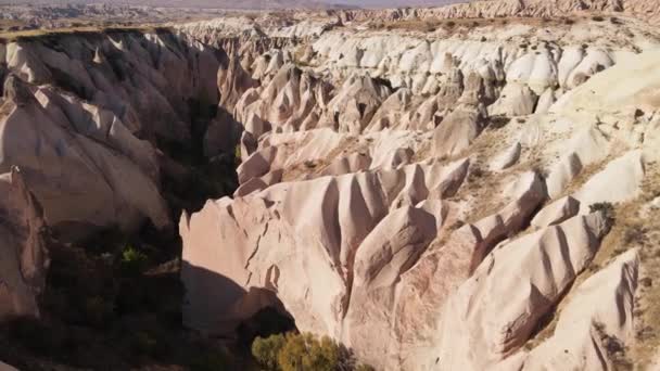 Cappadocië landschap uitzicht vanuit de lucht. Turkije. Nationaal park Goreme — Stockvideo