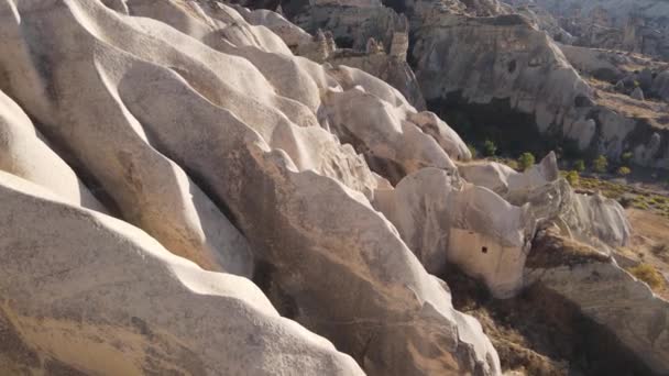 Cappadocia táj légi kilátás. Törökország. Goreme Nemzeti Park — Stock videók
