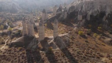Kapadokya hava manzarası. Hindi. Goreme Ulusal Parkı