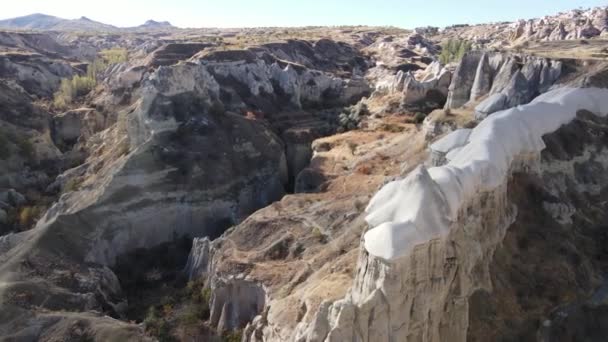 Capadócia vista aérea paisagem. A Turquia. Parque Nacional de Goreme — Vídeo de Stock