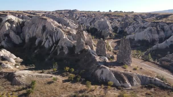 Kappadokien landskap antenn utsikt. Turkiet. Goreme National Park — Stockvideo